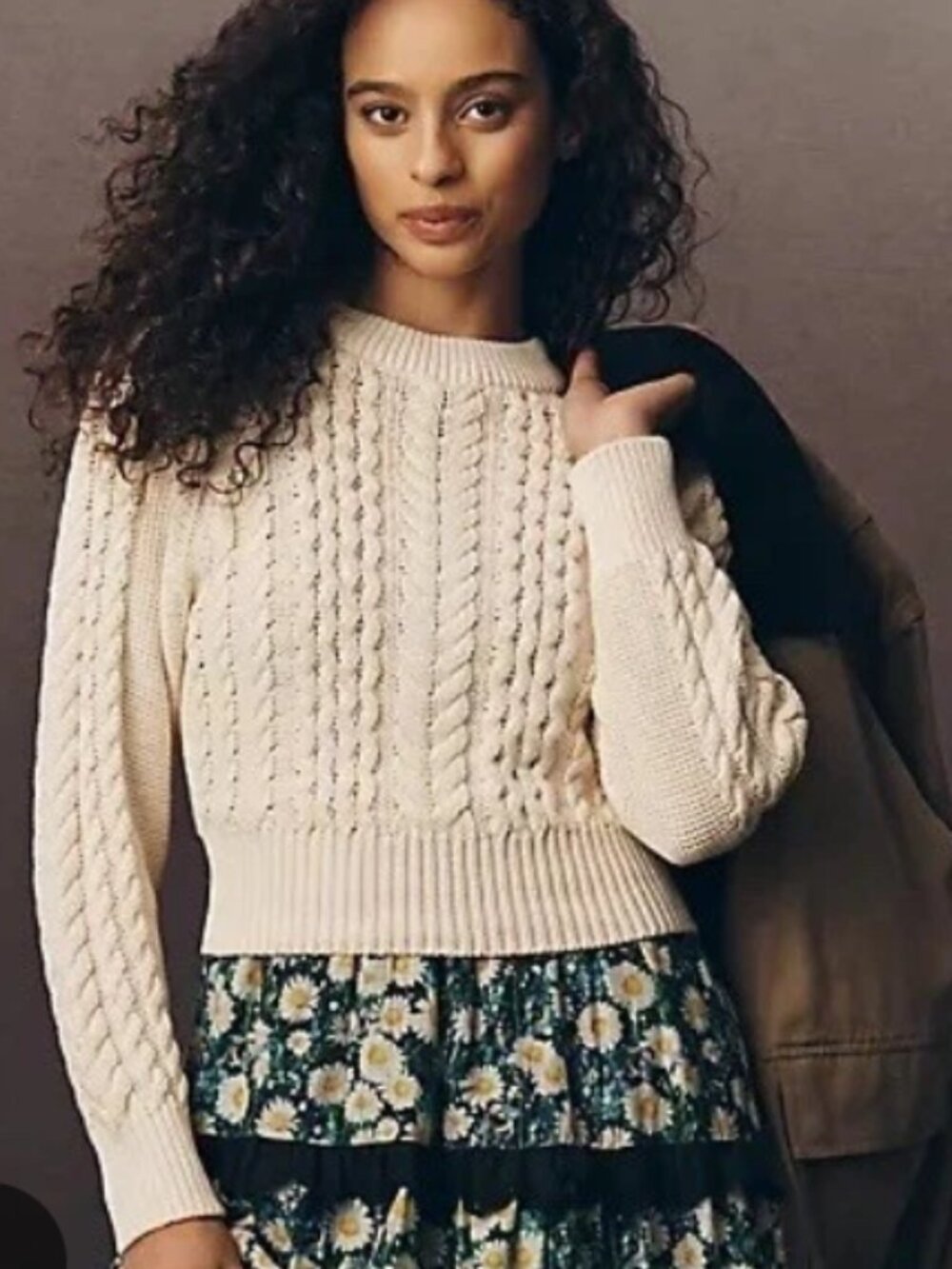 Anthropologie Chunky Knit Cropped Sweater